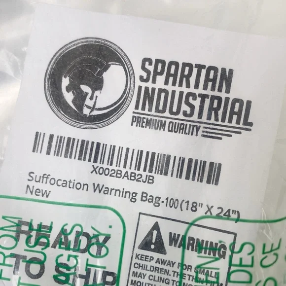 Spartan Industrial 100 18”x24” Plastic Bags with Seal - Picture 2 of 6